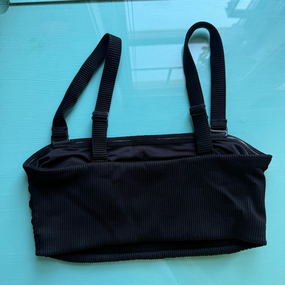 Old Navy Black Bikini Top Bandeau Removable Straps S M Swim Resortwear - Picture 2 of 6